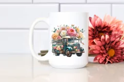 Vintage Dirty Bus with Flowers PNG Product Image 2