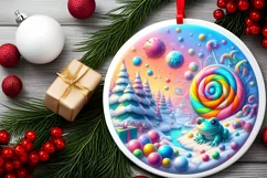 Round Christmas Ornament Sublimation|Clipart Product Image 2