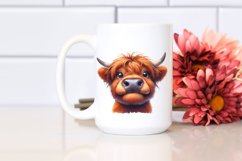 Highland Cow Portrait Watercolor Clipart Product Image 2