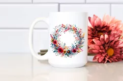 Colorful Watercolor Abstract Wreath | Clipart Product Image 2