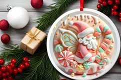 Round Christmas Ornament Sublimation|Clipart Product Image 1