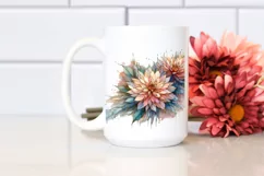 Pastel Wooden Dahlia Abstract PNG Product Image 2