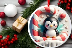 Round Christmas Ornament Sublimation|Clipart Product Image 2