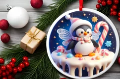 Round Christmas Ornament Sublimation|Clipart Product Image 2