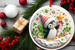 Round Christmas Ornament Sublimation|Clipart Product Image 1