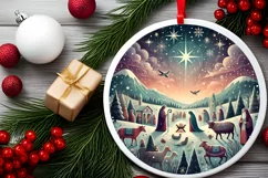 Round Christmas Ornament Sublimation|Clipart Product Image 2