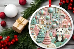 Round Christmas Ornament Sublimation|Clipart Product Image 2