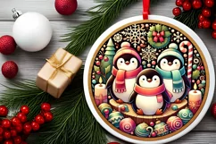 Round Christmas Ornament Sublimation|Clipart Product Image 1