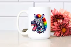 Colorful Watercolor Zebra with Vampire Fangs | Clipart Product Image 2
