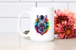Colorful Watercolor Zebra with Vampire Fangs | Clipart Product Image 2