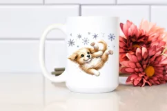 Whimsical Cute Dog Tumbling with Snow Flakes PNG Product Image 2