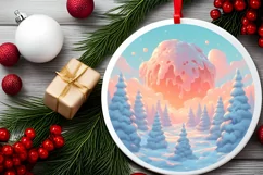 Detailed Winter Christmas Candy Round Ornament Sublimation Product Image 2