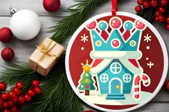 Round Christmas Ornament Sublimation|Clipart Product Image 1