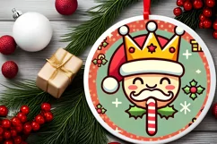 Round Christmas Ornament Sublimation|Clipart Product Image 1