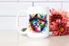 Quirky and Colorful Kitten Portrait | Clipart Product Image 2