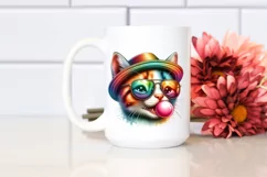 Quirky Kitten Portrait Chewing Gum Clipart Product Image 2