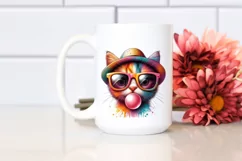 Quirky and Colorful Kitten Portrait | Clipart Product Image 2