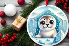 Round Christmas Ornament Sublimation|Clipart Product Image 1