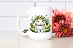 Funny Cute Baby Rabbit and Zucchini | Sublimation | Clipart Product Image 2