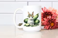 Funny Cute Baby Rabbit and Zucchini | Sublimation | Clipart Product Image 2