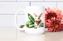 Funny Cute Baby Rabbit and Zucchini | Sublimation | Clipart Product Image 2