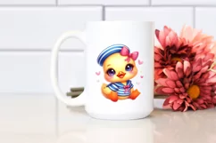 Colorful Smiling Cute Baby Duckling in Sailor Suit | Clipart Product Image 2