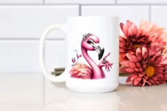 Smiling Vintage Flamingo Sticker Clipart Product Image 2