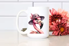 Smiling Vintage Flamingo Sticker Clipart Product Image 2
