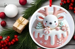 Round Christmas Ornament Sublimation|Clipart Product Image 1