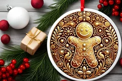 Round Christmas Ornament Sublimation|Clipart Product Image 1