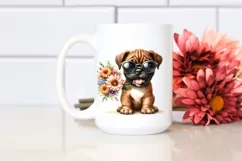 Cute Puppy with Large Bouquet Clipart Product Image 2