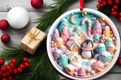 Round Christmas Ornament Sublimation|Clipart Product Image 2