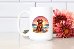 Watercolor Cute Chesapeake Bay Retriever Sitting in Sand | Product Image 2