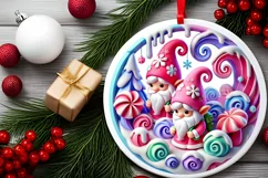 Round Christmas Ornament Sublimation|Clipart Product Image 1