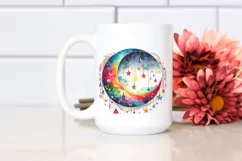 Vibrant Moon with Stars Drawing PNG Product Image 2