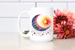 Vibrant Moon with Stars Drawing PNG Product Image 2