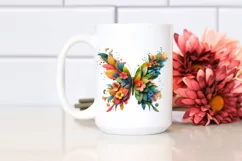 Vibrant Butterfly with Flowers PNG Product Image 2