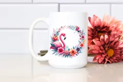 Colorful Flamingo Floral Frame | Clipart Product Image 2