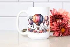 Watercolor Hot Air Balloon Sticker Clipart Product Image 2