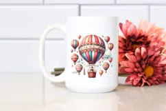 Watercolor Hot Air Balloon Sticker Clipart Product Image 2