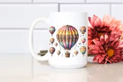 Watercolor Hot Air Balloon Sticker Clipart Product Image 2