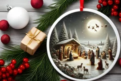 Round Christmas Ornament Sublimation|Clipart Product Image 2
