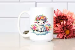 Pastel Watercolor Lamb with Flower Crown PNG Product Image 2