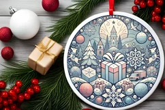 Round Christmas Ornament Sublimation|Clipart Product Image 2