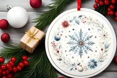 Winter Snowflake Round Sticker Sublimation PNG Product Image 2