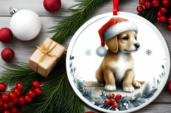 Dog Winter Round Sticker Sublimation PNG Product Image 2