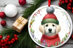 Watercolor Christmas Dog Ornament Product Image 2