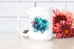 Colorful Cyan Splash | Watercolor Clipart Product Image 2