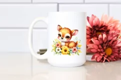 Colorful Baby Deer Cuddling with Flowers | Sublimation | Product Image 2