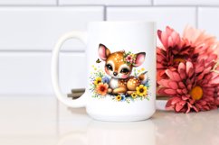 Colorful Baby Deer Cuddling with Flowers | Sublimation | Product Image 2